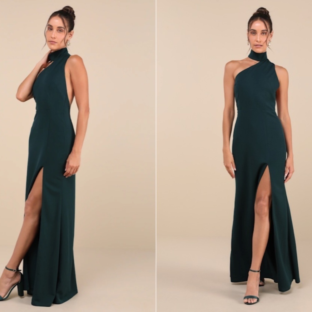 LULU's Sexy Prom Wedding Elegant Assymetrical One Shoulder Mermaid Trumpet Maxi - Picture 4 of 5